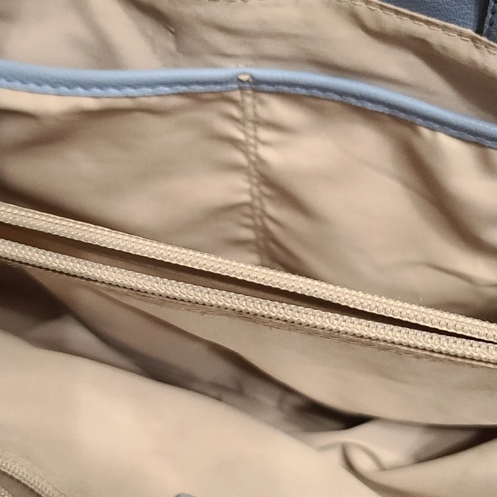 Nine‎ West Purse Faux Blue Leather 3 Compartments Handles/Strap 13x11